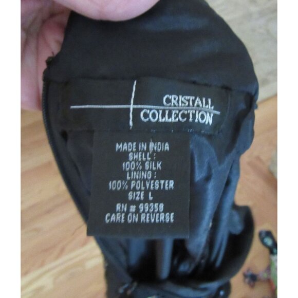 Cristall Collection Black Beaded Sleeveless Silk Blouse Size L - Picture 6 of 6